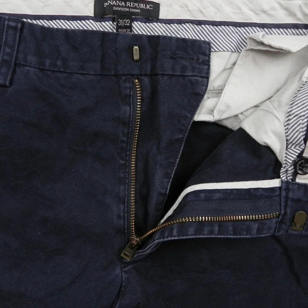 Banana Republic Pants Mens 31 Dawson Chino Navy Blue Cotton Straight Trousers